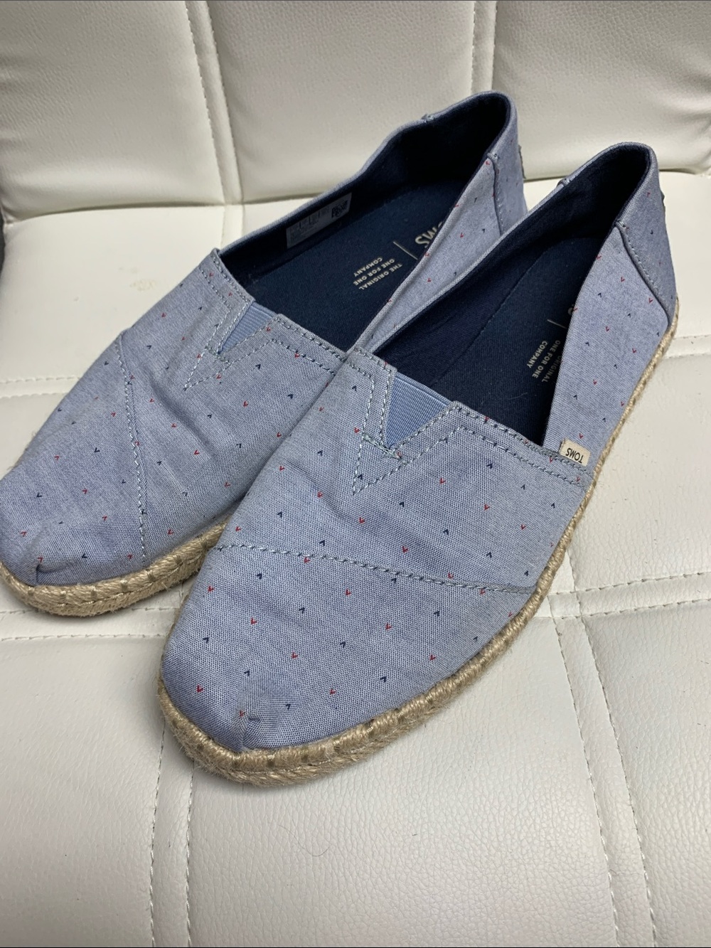 TOMS Alpagrata Chambray Linen Flats Blue Size 9